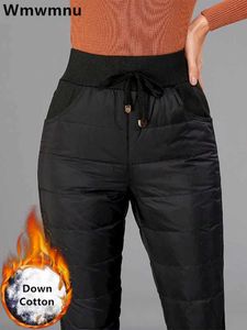 Pantalon féminin Capris Coton d'hiver Pantalon de crayon ultra mince Femme Haute taille décontractée pantalon chaud grand 4xl mousseline de mousseline