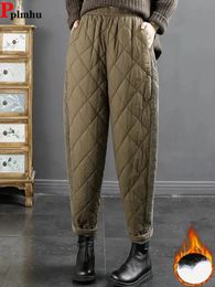 Damesbroeken Capri Winter Dons Katoen Baggy Harembroek Warm Pluizig Dames Elastische Hoge Taille Pantalones Dikke Enkellange Oversize Broek 231212