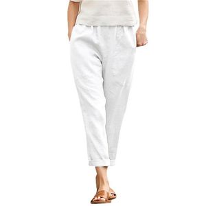 Damesbroek capris vrouwen enkel lengte bijgesneden vaste kleur losse casual broek comfortabele ademende dame elegant all-match