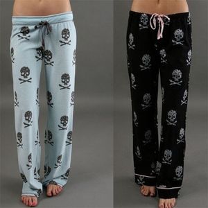 Damesbroek capris vrouwen casual high taille palazzo leggings broek brede been lange broek schedel geprinte pyjama thuis 220916