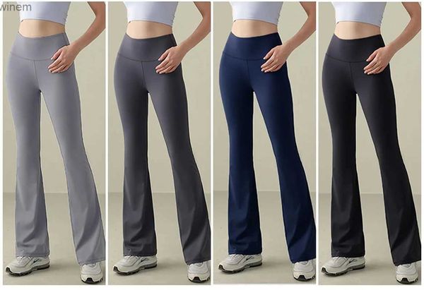 Pantalones para mujer Capris Mujeres Casual Cintura alta Desnudo Suave Yoga Deporte Medias Bell-Bottoms Flare Leggings PantsL240105