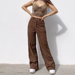 Dames broek capris vrouwen hoge taille wijd poot broek vintage corduroy baggy broek broek joggers broek e meisje 90s esthetisch meisje training 230510