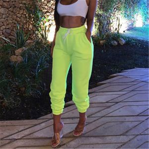 Pantalon femme capris femme vert néon streetwear pantalon taille élastique pantalon de survêtement dames décontracté été hip hop harajuku pantalon harem cordon 230717