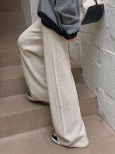 Damesbroek capris dames casual warme los gebreide wijd been broek hoge taille zachte wax comfortabele mode rechte broek geschikt voor vrouwen in 230331