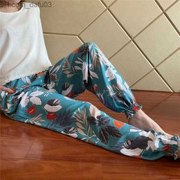 Pantalones de mujer Capris Algodón de seda de mujer casual de verano para hombres pijamas holgados pantalones familiares pantalones de pierna ancha delgada moda de gran tamaño 4XL pantalones deportivos de mujer Z230805