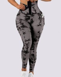 Pantalons pour femmes Capris Pantalons pour femmes Automne Mode Tie Dye Imprimer Tummy Control Butt Lifting Pocket Design Casual Skinny Daily Long Yoga Pants 230609