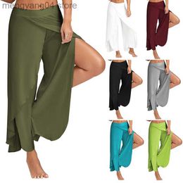 Pantalons pour femmes Capris femmes été pantalons à jambes larges lâche Fitness Yoga pantalon fendu Mandala pantalon à jambes ouvertes confort Gypsy Hippie Aladdin sarouel T230531