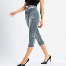 Pantalon féminin Capris Femmes 3/4 pantalons décontractés élastiques de la hanche pantalon femme élastique élastique pantalon de levage y240422