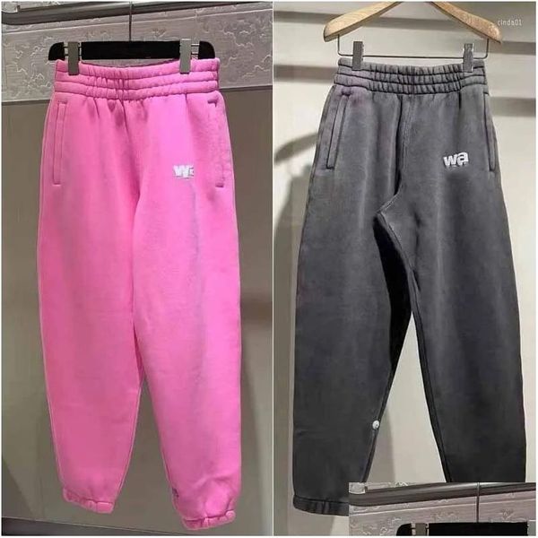 Pantalones de mujer Capris para mujer Otoño e Invierno cintura elástica felpa Casual suelta sudor Leggings desgastados pantalones sudaderas Drop Deliv Dhiif