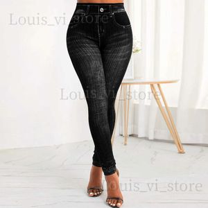 Pantalons pour femmes Capris femmes Faux Denim jean taille haute pantalon dames décontracté extensible pantalon maigre mode vêtements M-3XL grande taille Leggings 2023 T240227