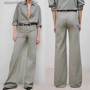 Pantalon féminin Capris Femmes Gris Gray Casual Micro Angle Denim Cargo Pants C240411