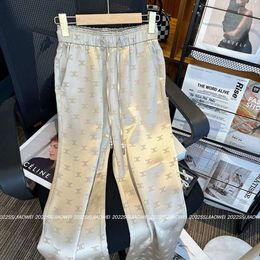 Damesbroek capris dames hoge elastische taille broek sjerpen met trekkoord print satijnen stof lange broek plus size mlxl