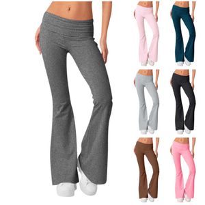 Pantalon féminin Capris Femmes Low Waist Solid Flare Ultra-Thin Adapté Full Longueur Automne Hiver LEG STREET Vêtements Pantalons Womens Q240508