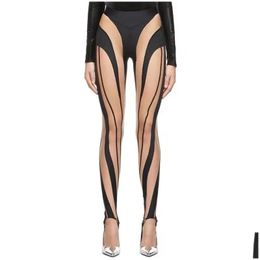 Pantalones para mujer Capris para mujer Sexy Empalmado Malla Calzado Leggings Diseño Sentidos Chicas picantes Mostrar piernas largas Drop Entrega Ropa Clot OTD0I