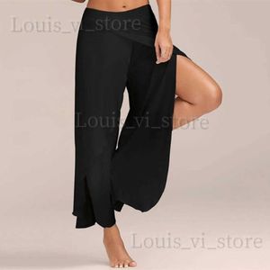 Pantalon féminin Capris Femmes Solide Harem Palazzo Split Beauty Pantalons Ladies High Wide Lig Drune Pantmands plus taille M-5XL 2023 T240227