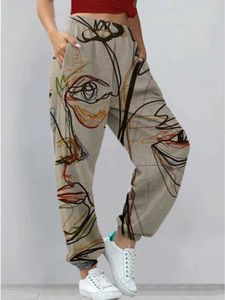 Pantalon féminin Capris Pantalons de sport pour femmes harajuku tie dye pantalon imprimé glisser cargo Q240508