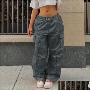 Pantalon féminin Capris Y2K surdimensionné Dstring Low Raist Parachute Fit Swirtpants pantalon