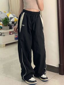 Pantalon femme Capris Y2k femmes Vintage noir coréen Haruku Baggy Parachute pantalon de survêtement surdimensionné pantalon de survêtement jambe large Joggers pantalon