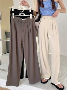 Pantalon féminin Capris Zoki Elegant Fashion Set Womens High Taist Solid Straight Pantal
