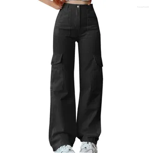 Pantalon féminin Cargo Femmes Haute taille baggy avec poches 2024 Pantalons de survêtement Femme Streetwear Pantalones