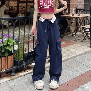 Damesbroek Cargo Dames Streetwear Patchwork Wijde Pijpen Joggingbroek Harajuku Oversized Casual Joggers Vintage Koreaanse Baggy Broek