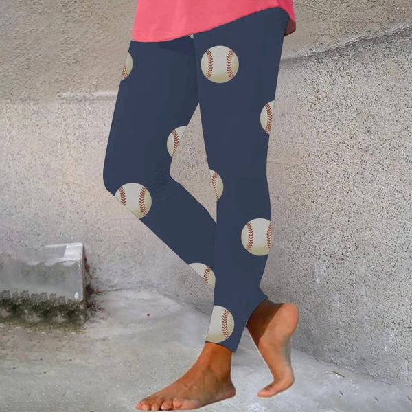 Pantalones de mujer Casual Béisbol Impresión Leggings Medias Cintura Elástica Pantalones Deportivos