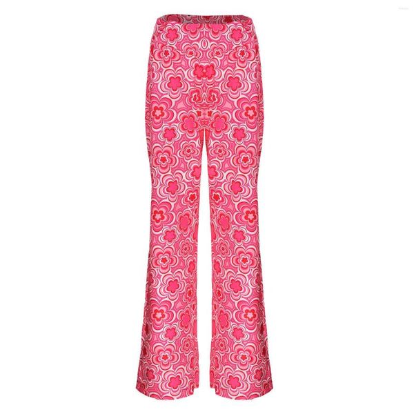 Pantalon femme évasé décontracté avec imprimé floral pour les rencontres quotidiennes lâche droite dames mode coréenne pantalon Streetwear