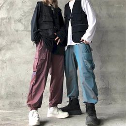 Pantalones de mujer Casual Color degradado Otoño Corea del Sur Ins Harajuku tendencia reflectante herramientas correr de noche deportes hombres mujeres