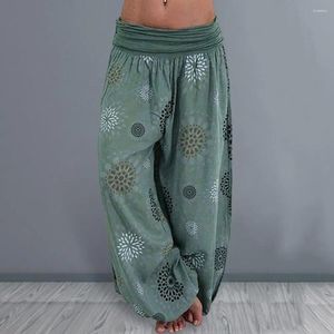 Pantalon pour femmes pantalons harem décontractés imprimé ethnique à la mode avec taille élastique élégante jambe large pour le confort