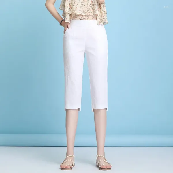 Pantalon femme décontracté lâche coton lin femmes harajuku blanc élastique taille haute cordon streetwear couleur unie femme survêtement