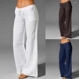 Pantalon femme décontracté ample taille haute femmes coton mode jambe large solide et lin pantalon Joggers Capris bon tissu