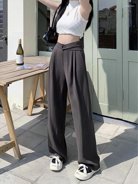 Pantalon femme décontracté printemps 2023 taille haute mince mode jambe large affaissement longue tendance