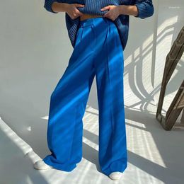 Pantalon féminin décontracté raide classique en toute longue longueur couleur unie haute taille coréenne à jambe large pantalon de mode Pant automne 2024