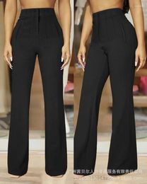 Pantalon femme Tenue Décontracté Couture Ceinture En Cuir Pantalon Y2K Mode Flare Streetwear Couleur Unie Taille Haute Poches