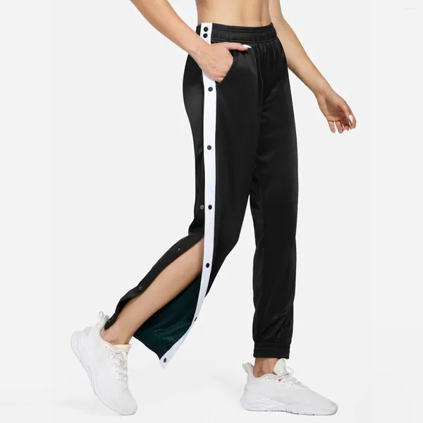 Pantalon de femme décontracté femme été active lâche plus taille de travail de travail de mode bouton de mode bouton d'épissage pantalon pantalon pour les femmes loisirs