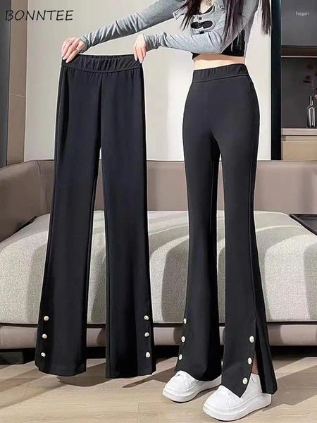 Pantalones De Mujer Casual Mujer Con Aberturas Laterales Slim Recto Traje Pantalones Primavera Verano Botones Deportivo Diario De Moda Estilo Coreano Minimalista Chic