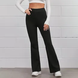 Pantalon femme décontracté été solide élastique taille haute mince Yoga sport corne pantalon course femme pantalons De Mujer