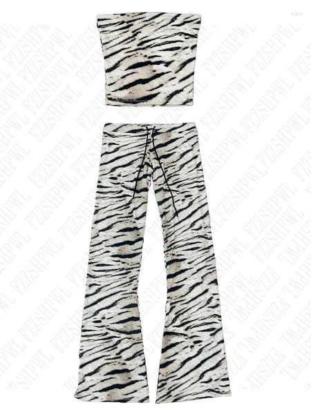 Pantalon de femme Chic Zebra Print Sexy Slim Tube Suit Punk Harajuku Vintage Casual Womens Emo Girls Hip Hop Y2k Rock Streetwear