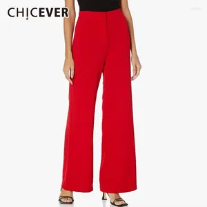 Pantalon de femmes Chicever Patchwork Diamonds solide pour les femmes Haute taille décontractée pantalon droit minimaliste Vêtements de mode féminine