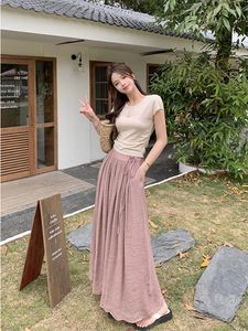 Vrouwen Broek Chiffon Hoge Taille Wijde Pijpen Vrouwen Koreaanse Mode Casual Elegante Broek Comfortabele Lente Zomer Plooirok