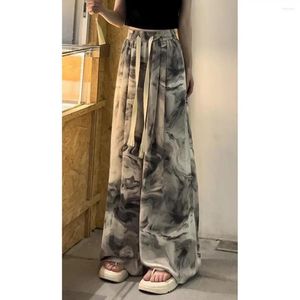 Pantalon femme peinture à l'encre chinoise taille haute pendentif printemps été décontracté mince décontracté jambe large culottes mode femme vêtements Z386