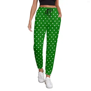 Damesbroek Kerstgroen Jogger Witte Stippen Print Harajuku Joggingbroek Lente Dames Elegante Aangepaste Grote Maat Broek Cadeau Idee