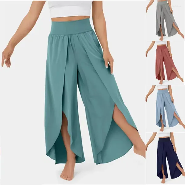 Pantalons pour femmes Coloré Élasthanne Taille Polyester Été Paresseux Robe de jambe fendue pour Hip Hop Filles Maternité Femmes Flowy Yoga
