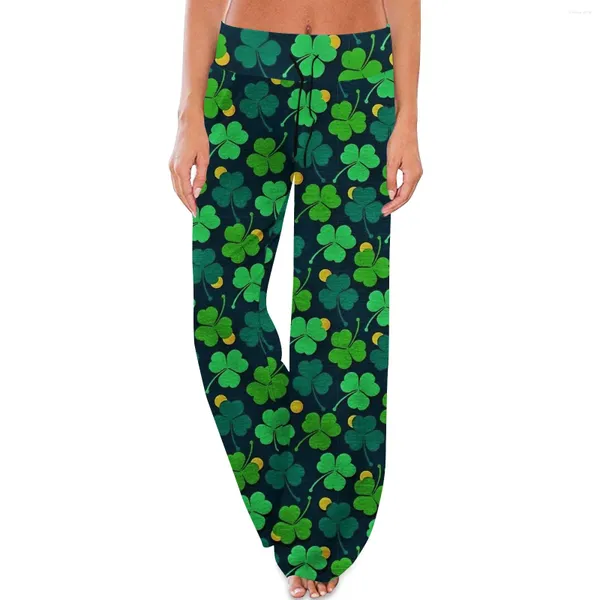 Pantalon féminin Comfort Pyjama St. Patrick's Imprime à cordon de mode larges de la jambe larges Capris Casua