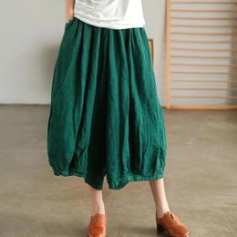 Pantaloni da donna comodi e versatili Bloomer estivi in lino da donna Vita elastica allentata casual nell'autunno del 2023