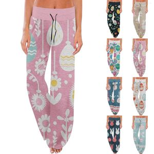 Damesbroeken Comfortabele pyjama Pasen Grappige print Trekkoord Wijde pijpen Huidvriendelijke zachte stof Ropa De Mujer