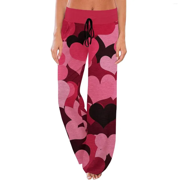 Pantalones de mujer cómodos pijama con bolsillo estampado de Halloween cordón pierna ancha pantalones casuales ropa de mujer pantalón femenino