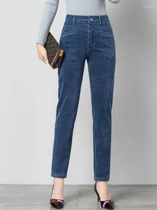 Pantalon pour femmes en velours côtelé haute taille femme bleu long automne hiver femme décontractée à rayures harun pantalon radis