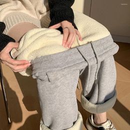 Pantalons pour femmes coton plus velours Y2K tricot épais Harajuku Baggy pantalon à jambes larges pantalons de survêtement pour femmes vêtements chauds d'hiver coréens