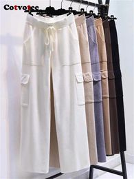 Pantalon féminin Cotvotee Tripted Cargo for Women 2024 AUTH Fashion Hiver High Waist Casual Pant élastique Pockets Wide Jamet
